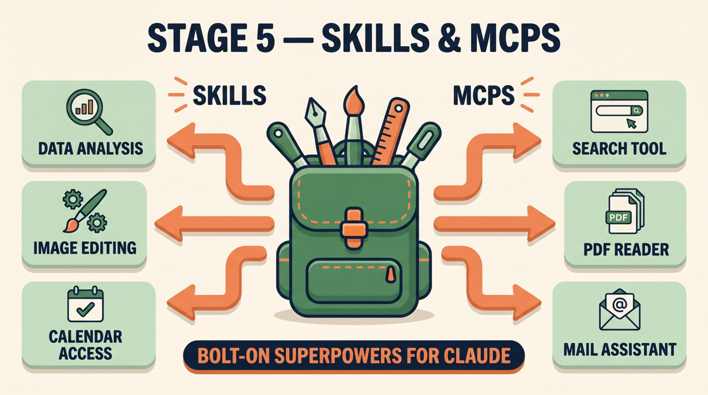 Infografía: superpoderes acoplables para Claude