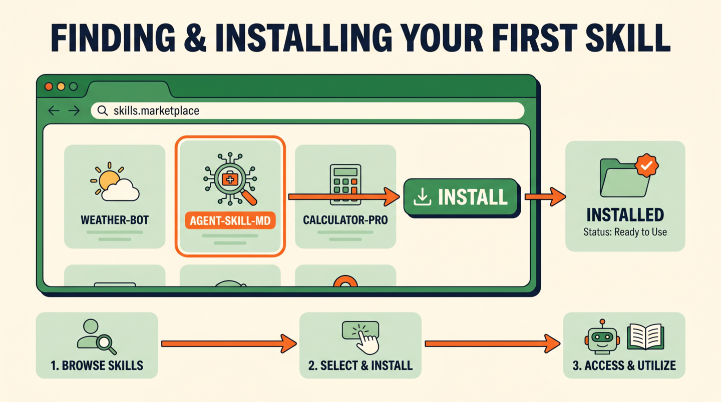 Infografía: encontrar e instalar tu primera skill