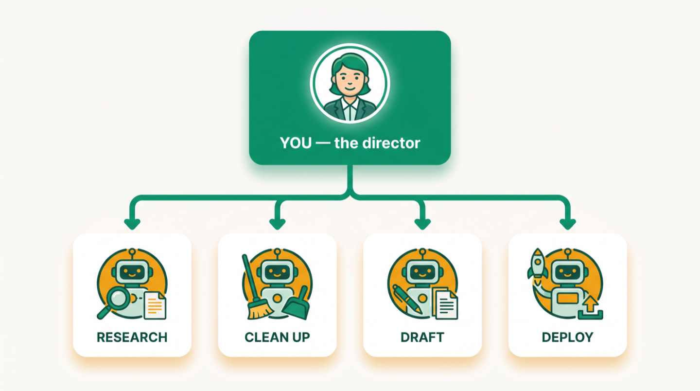 Infografía: tú el director, agentes debajo